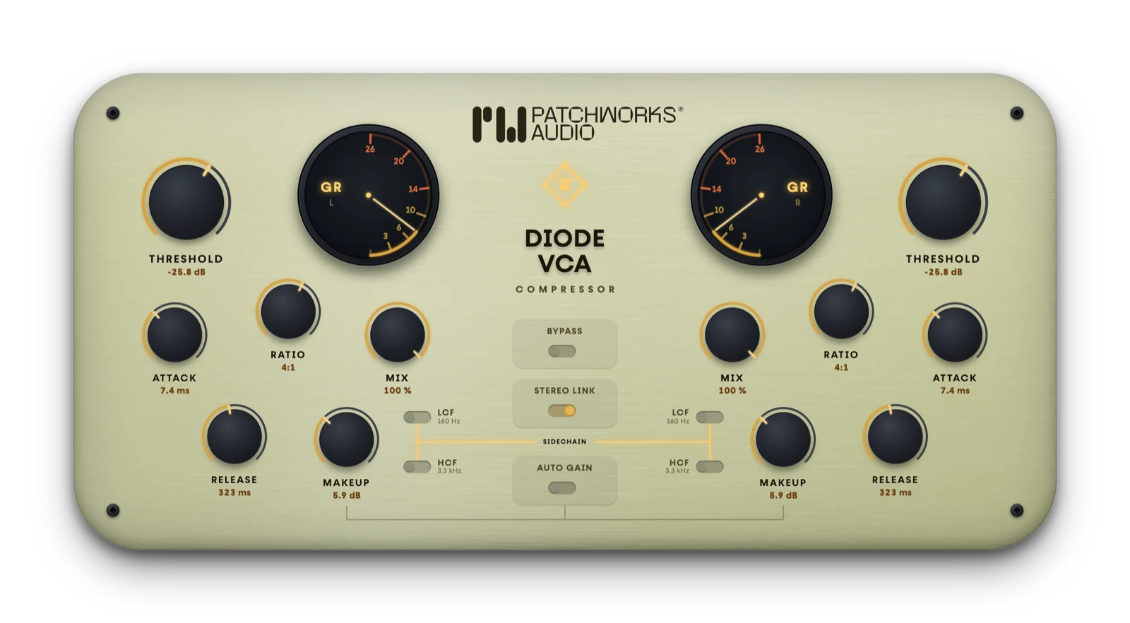 The Diode VCA Compressor interface